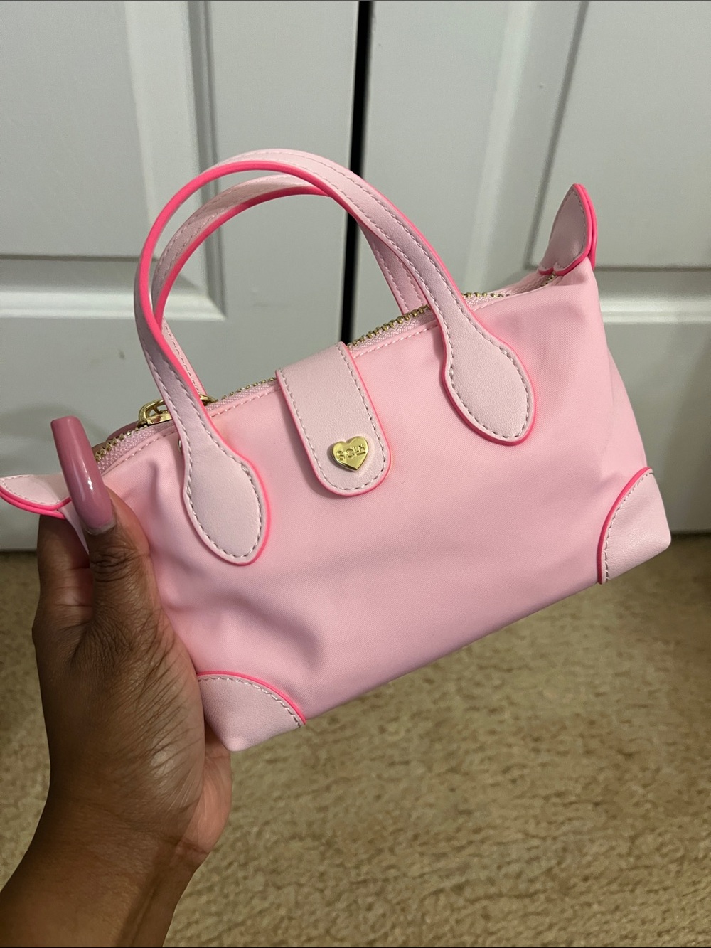 Stoney Clover Lane Pink Mini Tote with Gold Heart Accent - Picture 3 of 5
